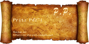 Pritz Pál névjegykártya